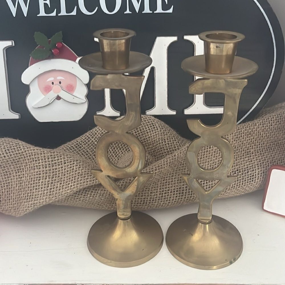 Set of International Silver Co Brass 8” Candlestick Sturdy Holders Joy